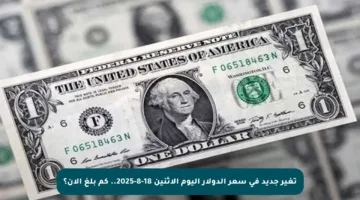 تغير جديد في سعر الدولار اليوم الاثنين 18-8-2025.. كم بلغ الآن؟